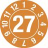 kaiserkraft Prüfplakette, Jahreszahl, Dokumentenfolie, im Kreis, Ø 10 mm, 27, orange