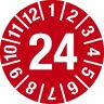 kaiserkraft Prüfplakette, Jahreszahl, Dokumentenfolie, Ø 15 mm, 24, rot