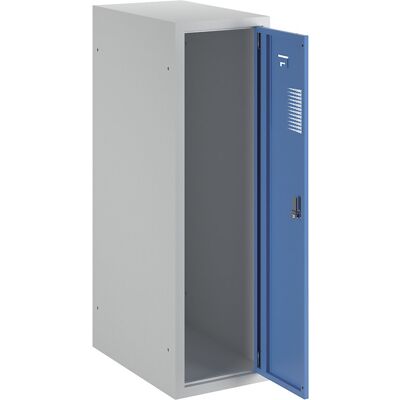 Kombi-Schließfachschrank Amsterdam, Einzelmodul, lichtgrau / lichtblau, Breite 300 mm, Drehriegel eurokraft basic Kombi-Schließfachschrank Amsterdam, Einzelmodul, lichtgrau / lichtblau, Breite 300 mm, Drehriegel eurokraft basic