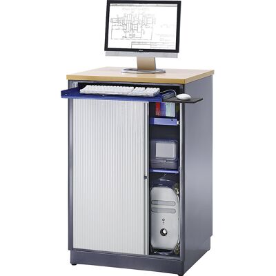 Computer-Arbeitsplatz, HxBxT 1100 x 720 x 660 mm, anthrazit-metallic / enzianblau RAU Computer-Arbeitsplatz, HxBxT 1100 x 720 x 660 mm, anthrazit-metallic / enzianblau RAU