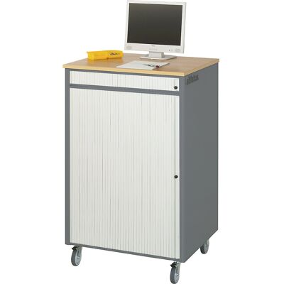 Computer-Arbeitsplatz, HxBxT 1100 x 720 x 660 mm, fahrbar, anthrazit-metallic / enzianblau RAU Computer-Arbeitsplatz, HxBxT 1100 x 720 x 660 mm, fahrbar, anthrazit-metallic / enzianblau RAU