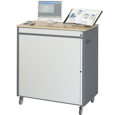 Computer-Arbeitsplatz, HxBxT 1100 x 1030 x 660 mm, fahrbar, anthrazit-metallic / enzianblau RAU Computer-Arbeitsplatz, HxBxT 1100 x 1030 x 660 mm, fahrbar, anthrazit-metallic / enzianblau RAU