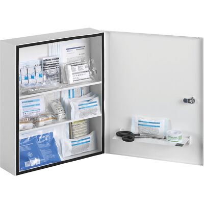 Verbandschrank nach DIN 13157, mit Inhalt, weiß, Tiefe 112 mm, HxB 462 x 402 mm SÖHNGEN Verbandschrank nach DIN 13157, mit Inhalt, weiß, Tiefe 112 mm, HxB 462 x 402 mm SÖHNGEN