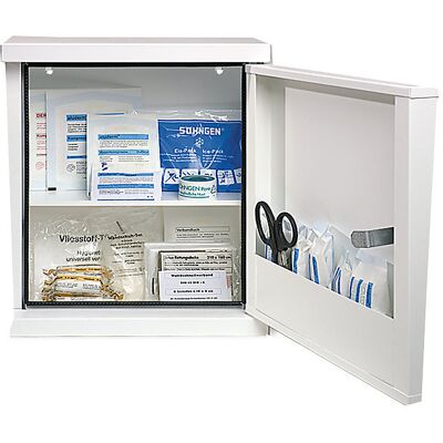 Verbandschrank nach DIN 13157, mit Inhalt, weiß, Tiefe 200 mm, HxB 420 x 360 mm SÖHNGEN Verbandschrank nach DIN 13157, mit Inhalt, weiß, Tiefe 200 mm, HxB 420 x 360 mm SÖHNGEN