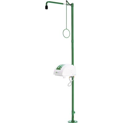 Körper-Notdusche ClassicLine, freistehend mit Augendusche, Auffangbecken und Abdeckung, grün/schwarz B-SAFETY Körper-Notdusche ClassicLine, freistehend mit Augendusche, Auffangbecken und Abdeckung, grün/schwarz B-SAFETY