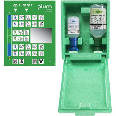 Notfall-Wandbox mit Augenspülflaschen, 500 ml 0,9 % NaCl, 200 ml pH-neutral, steril plum Notfall-Wandbox mit Augenspülflaschen, 500 ml 0,9 % NaCl, 200 ml pH-neutral, steril plum