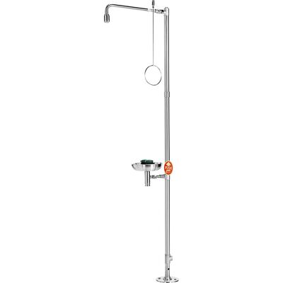 Körper-Notdusche PremiumLine, mit Augendusche und Auffangbecken, für Bodenmontage, Edelstahl B-SAFETY Körper-Notdusche PremiumLine, mit Augendusche und Auffangbecken, für Bodenmontage, Edelstahl B-SAFETY