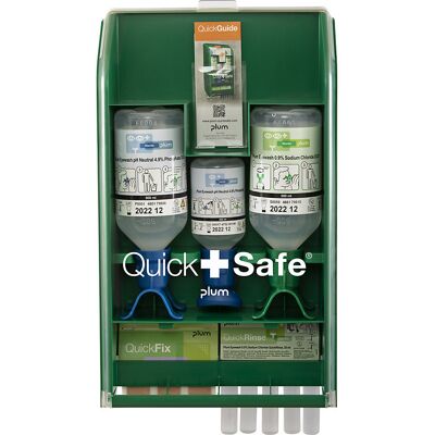 Erste-Hilfe-Station QuickSafe, Chemical Industry, HxB 430 x 253 mm, grün/transparent plum Erste-Hilfe-Station QuickSafe, Chemical Industry, HxB 430 x 253 mm, grün/transparent plum