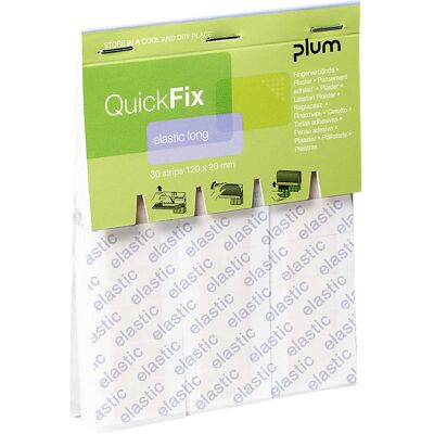 Pflaster-Nachfüllpackung QuickFix, Elastic Long, VE 6 à 30 Stk, HxB 120 x 20 mm plum Pflaster-Nachfüllpackung QuickFix, Elastic Long, VE 6 à 30 Stk, HxB 120 x 20 mm plum