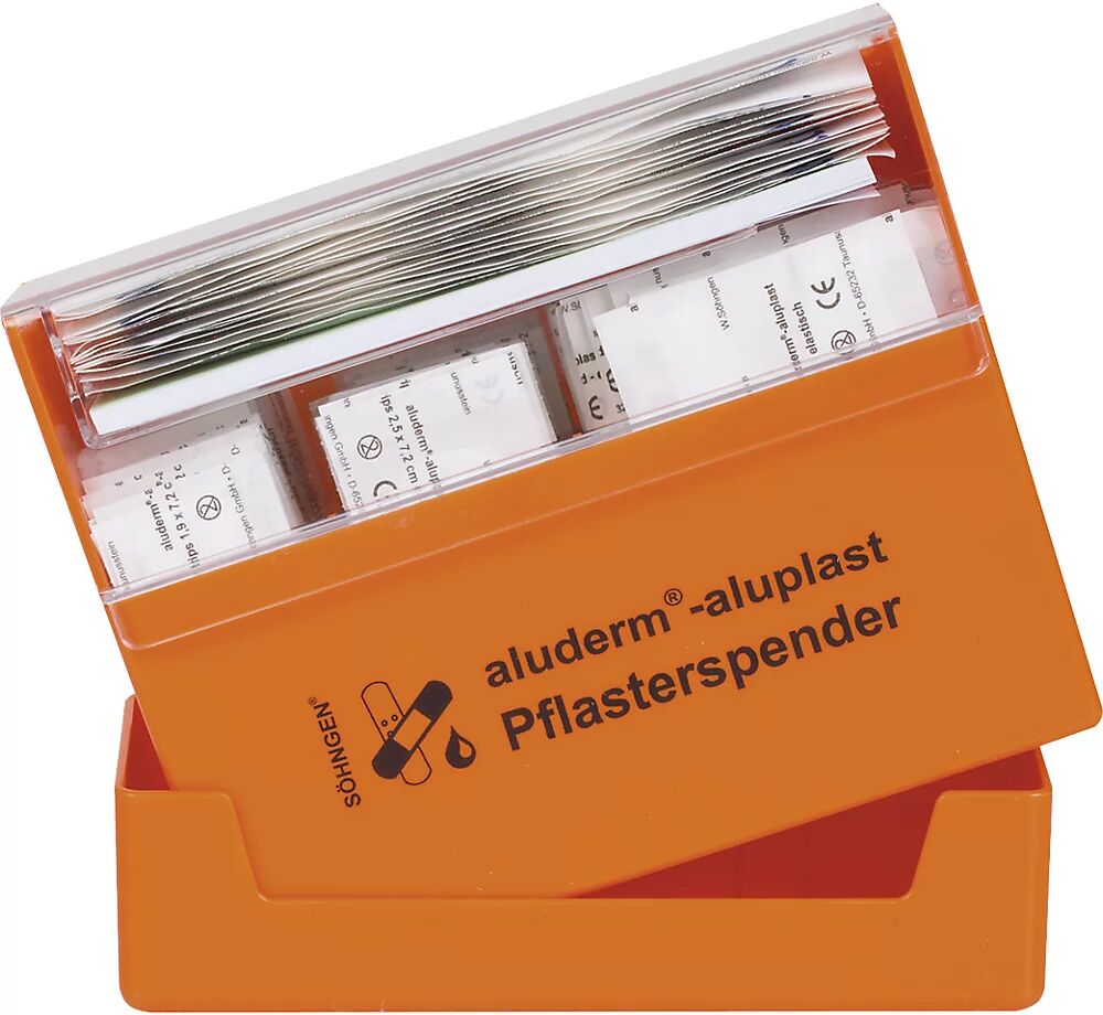 SÖHNGEN ALUDERM®-ALUPLAST Pflasterspender HxBxT 122 x 160 x 57 mm, mit Füllung orange