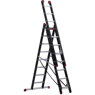 Mehrzweckleiter, Alu beschichtet, 3-teilig, schwarz, 3 x 8 Sprossen Altrex Mehrzweckleiter, Alu beschichtet, 3-teilig, schwarz, 3 x 8 Sprossen Altrex