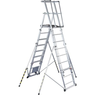 Teleskop-Plattformleiter, aus Aluminium, 12 Sprossen mit Ausleger ZARGES Teleskop-Plattformleiter, aus Aluminium, 12 Sprossen mit Ausleger ZARGES