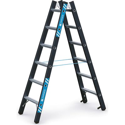Schwerlast-Stehleiter, beidseitig begehbar, 2 x 6 Sprossen ZARGES Schwerlast-Stehleiter, beidseitig begehbar, 2 x 6 Sprossen ZARGES