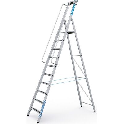 Alu-Stehleiter mit großer Plattform, mit beidseitigem Handlauf zum Selbstanbau, 10 Stufen ZARGES Alu-Stehleiter mit großer Plattform, mit beidseitigem Handlauf zum Selbstanbau, 10 Stufen ZARGES