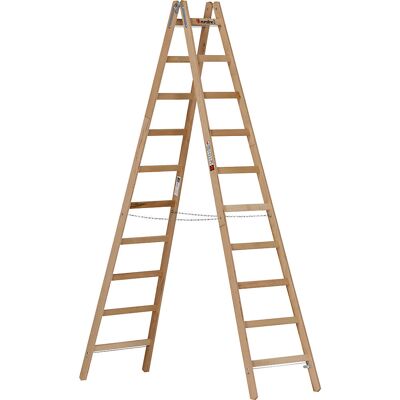 Holz-Sprossen-Stehleiter, mit Eimerhaken, 2 x 10 Sprossen euroline Holz-Sprossen-Stehleiter, mit Eimerhaken, 2 x 10 Sprossen euroline