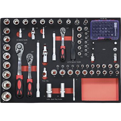 kaiserkraft Werkzeug-Shadowboard, Steckschlüssel-Satz 108tlg, für BxT 525 x 390 mm, mit 3 Ratschen kaiserkraft Werkzeug-Shadowboard, Steckschlüssel-Satz 108tlg, für BxT 525 x 390 mm, mit 3 Ratschen