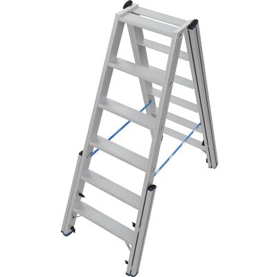 Treppen-Stufenstehleiter, mit Niveauausgleich, beidseitig begehbar, 2x6 Stufen KRAUSE Treppen-Stufenstehleiter, mit Niveauausgleich, beidseitig begehbar, 2x6 Stufen KRAUSE