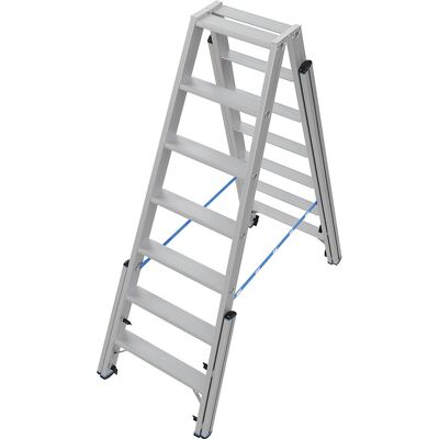 Treppen-Stufenstehleiter, mit Niveauausgleich, beidseitig begehbar, 2x7 Stufen KRAUSE Treppen-Stufenstehleiter, mit Niveauausgleich, beidseitig begehbar, 2x7 Stufen KRAUSE