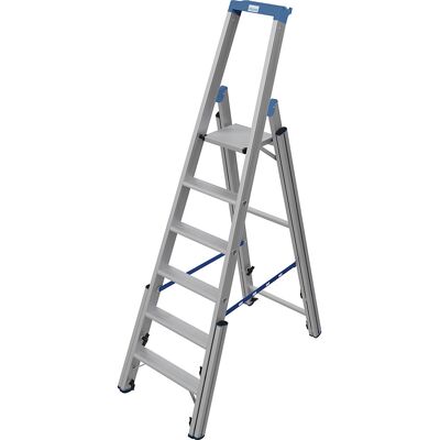 Treppen-Stufenstehleiter, mit Niveauausgleich, einseitig begehbar, 6 Stufen KRAUSE Treppen-Stufenstehleiter, mit Niveauausgleich, einseitig begehbar, 6 Stufen KRAUSE