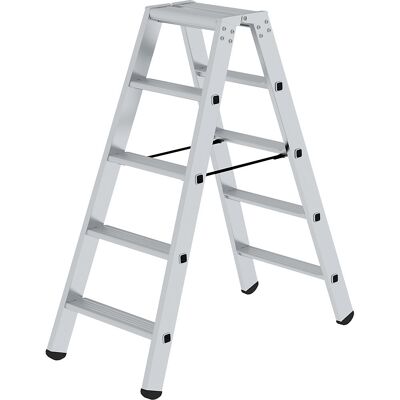 Stufen-Stehleiter, beidseitig, Standard-Ausführung, 2 x 5 Stufen eurokraft pro Stufen-Stehleiter, beidseitig, Standard-Ausführung, 2 x 5 Stufen eurokraft pro