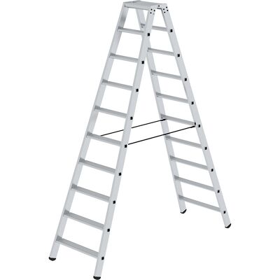 Stufen-Stehleiter, beidseitig, Standard-Ausführung, 2 x 10 Stufen eurokraft pro Stufen-Stehleiter, beidseitig, Standard-Ausführung, 2 x 10 Stufen eurokraft pro