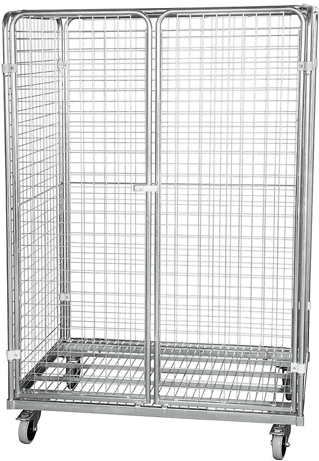 Stahlrollbehälter LxB 1200 x 800 mm allseitig geschlossen, mit 2 Türen