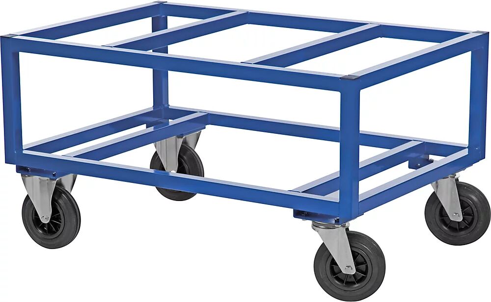 Kongamek Paletten-Fahrgestell KM221 LxBxH 1200 x 800 x 650 mm blau, 2 Lenk- und 2 Bockrollen, ab 5 Stk