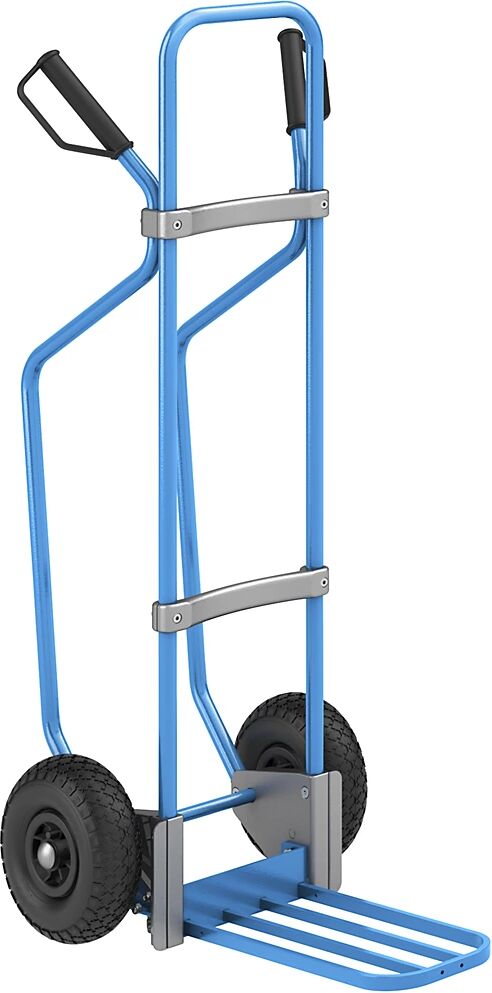 EUROKRAFTpro Sackkarre mit Kufen, blau Paketschaufel BxT 430 x 250 mm, blau Luftbereifung, ab 5 Stk