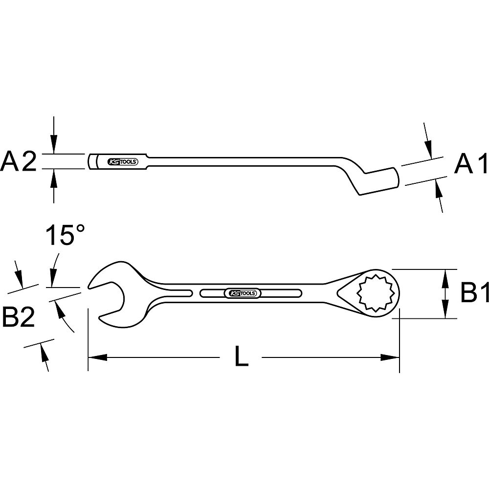 KS Tools Ringmaulschlüssel gekröpft Ring 70° gekröpft, 10° angewinkelt 1,11/16''