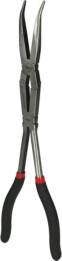 KS Tools Doppelgelenk-Flachrundzange XL, 45° gebogen gezahnt Ø 17,7 mm, Länge 335 mm