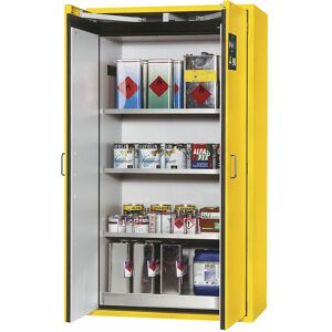 Feuerbeständiger Gefahrstoffschrank Typ 90, 2-türig, Außen-HxBxT 1968 x 900 x 615 mm, gelb, Edelstahl asecos Feuerbeständiger Gefahrstoffschrank Typ 90, 2-türig, Außen-HxBxT 1968 x 900 x 615 mm, gelb, Edelstahl asecos