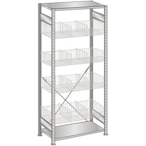 Drahtgitterkorb-Steckregal, verzinkt, BxT 1000 x 500 mm, mit 4 Körben, Grundregal, Höhe 2000 mm SCHULTE Drahtgitterkorb-Steckregal, verzinkt, BxT 1000 x 500 mm, mit 4 Körben, Grundregal, Höhe 2000 mm SCHULTE
