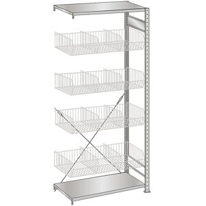 Drahtgitterkorb-Steckregal, verzinkt, BxT 1000 x 500 mm, mit 4 Körben, Anbauregal, Höhe 2000 mm SCHULTE Drahtgitterkorb-Steckregal, verzinkt, BxT 1000 x 500 mm, mit 4 Körben, Anbauregal, Höhe 2000 mm SCHULTE