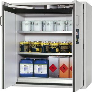 Feuerbeständiger Gefahrstoffschrank Typ 90, 2-türig, Außen-HxBxT 1298 x 1200 x 615 mm, grau, Edelstahl asecos Feuerbeständiger Gefahrstoffschrank Typ 90, 2-türig, Außen-HxBxT 1298 x 1200 x 615 mm, grau, Edelstahl asecos