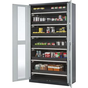 Labor-Chemikalienschrank, 2-türig, hoch, 6 Auszüge, mit Sichtfenster, grau asecos Labor-Chemikalienschrank, 2-türig, hoch, 6 Auszüge, mit Sichtfenster, grau asecos
