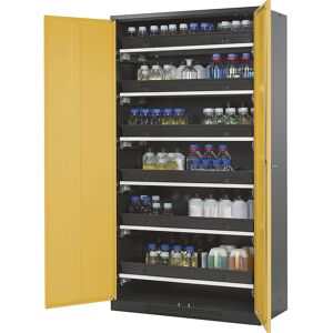 Labor-Chemikalienschrank, 2-türig, hoch, 6 Auszüge, ohne Sichtfenster, gelb asecos Labor-Chemikalienschrank, 2-türig, hoch, 6 Auszüge, ohne Sichtfenster, gelb asecos