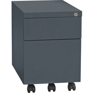 Rollcontainer, Stahl, 1 Stiftschale, 1 Materialschub, 1 Hängeregistratur, Tiefe 590 mm, basaltgrau eurokraft basic Rollcontainer, Stahl, 1 Stiftschale, 1 Materialschub, 1 Hängeregistratur, Tiefe 590 mm, basaltgrau eurokraft basic