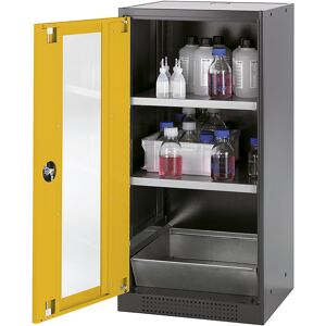 Labor-Chemikalienschrank, 1-türig, halbhoch, 2 Fachböden, mit Sichtfenster, gelb asecos Labor-Chemikalienschrank, 1-türig, halbhoch, 2 Fachböden, mit Sichtfenster, gelb asecos