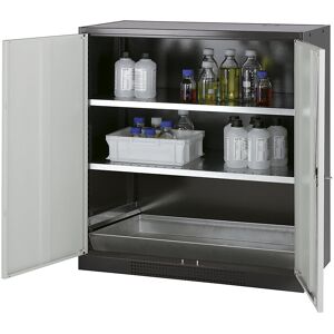 Labor-Chemikalienschrank, 2-türig, halbhoch, 2 Fachböden, ohne Sichtfenster, grau asecos Labor-Chemikalienschrank, 2-türig, halbhoch, 2 Fachböden, ohne Sichtfenster, grau asecos