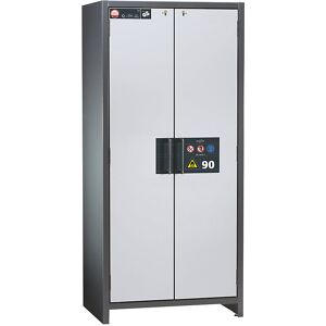 Feuerbeständiger Industrie-Gefahrstoffschrank Typ 90, HxBxT 1955 x 900 x 615 mm, 2-türig, weißaluminium asecos Feuerbeständiger Industrie-Gefahrstoffschrank Typ 90, HxBxT 1955 x 900 x 615 mm, 2-türig, weißaluminium asecos