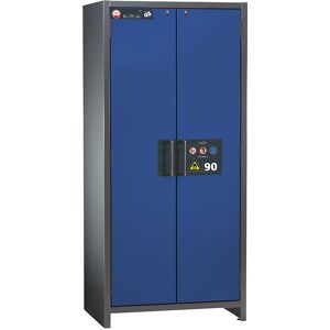 Feuerbeständiger Industrie-Gefahrstoffschrank Typ 90, HxBxT 1955 x 900 x 615 mm, 2-türig, enzianblau asecos Feuerbeständiger Industrie-Gefahrstoffschrank Typ 90, HxBxT 1955 x 900 x 615 mm, 2-türig, enzianblau asecos