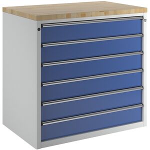 Schrank für Material- und Werkzeugausgabetheke, 6 Schubladen 150 mm, grau / blau ANKE Schrank für Material- und Werkzeugausgabetheke, 6 Schubladen 150 mm, grau / blau ANKE