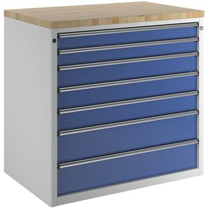 Schrank für Material- und Werkzeugausgabetheke, 2 Schubladen 90 mm, 3 Schubladen 120 mm, 2 Schubladen 180 mm, grau / blau ANKE Schrank für Material- und Werkzeugausgabetheke, 2 Schubladen 90 mm, 3 Schubladen 120 mm, 2 Schubladen 180 mm, grau / blau ANKE