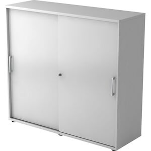 Schiebetürenschrank, Höhe 1100 mm, 2 Fachböden, lichtgrau eurokraft pro Schiebetürenschrank, Höhe 1100 mm, 2 Fachböden, lichtgrau eurokraft pro