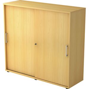 Schiebetürenschrank, Höhe 1100 mm, 2 Fachböden, Buche-Dekor eurokraft pro Schiebetürenschrank, Höhe 1100 mm, 2 Fachböden, Buche-Dekor eurokraft pro