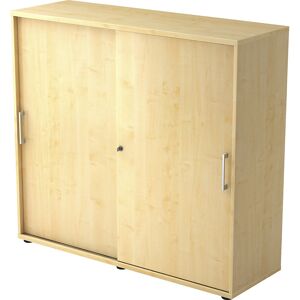 Schiebetürenschrank, Höhe 1100 mm, 2 Fachböden, Ahorn-Dekor eurokraft pro Schiebetürenschrank, Höhe 1100 mm, 2 Fachböden, Ahorn-Dekor eurokraft pro