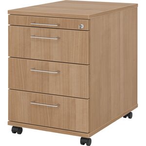 Rollcontainer, 1 Utensilienschub, 3 Materialschübe, Tiefe 580 mm, Dekor Nussbaum eurokraft pro Rollcontainer, 1 Utensilienschub, 3 Materialschübe, Tiefe 580 mm, Dekor Nussbaum eurokraft pro