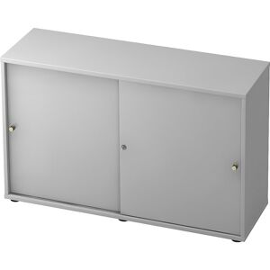 Schiebetürenschrank, 1 Fachboden, Mitteltrennwand, lichtgrau / lichtgrau eurokraft pro Schiebetürenschrank, 1 Fachboden, Mitteltrennwand, lichtgrau / lichtgrau eurokraft pro