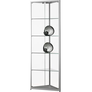 kaiserkraft Vitrine, Höhe 1984 mm, ohne Beleuchtung, BxT 500 x 500 mm, Eckvitrine, silber kaiserkraft Vitrine, Höhe 1984 mm, ohne Beleuchtung, BxT 500 x 500 mm, Eckvitrine, silber