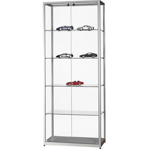 kaiserkraft Vitrine, Höhe 1984 mm, ohne Beleuchtung, BxT 800 x 400 mm, rechteckig, silber, Türen vorne kaiserkraft Vitrine, Höhe 1984 mm, ohne Beleuchtung, BxT 800 x 400 mm, rechteckig, silber, Türen vorne